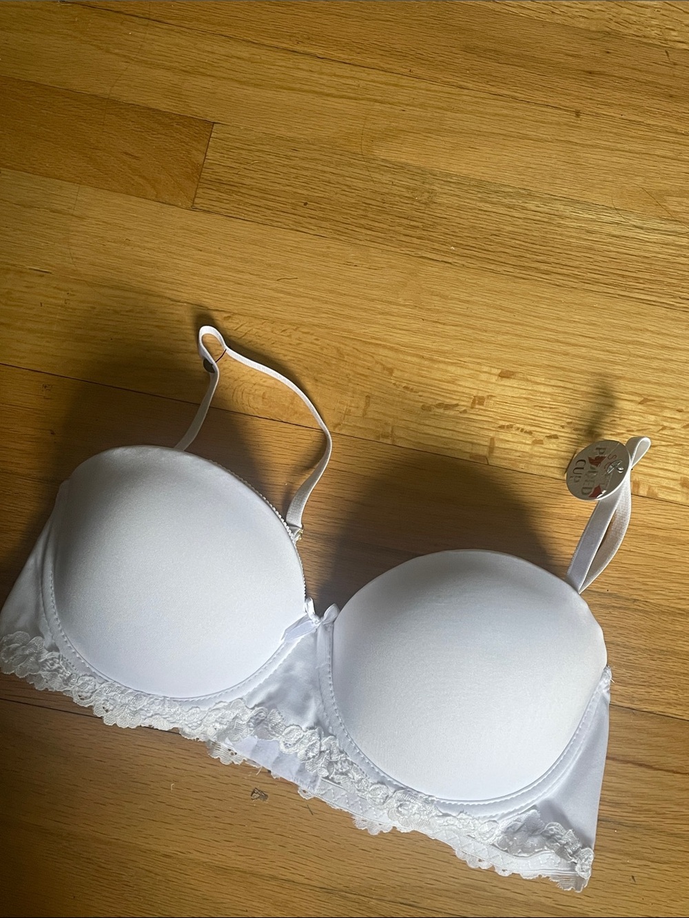 Everyday Lace-Trim White Strapless Bra 34c